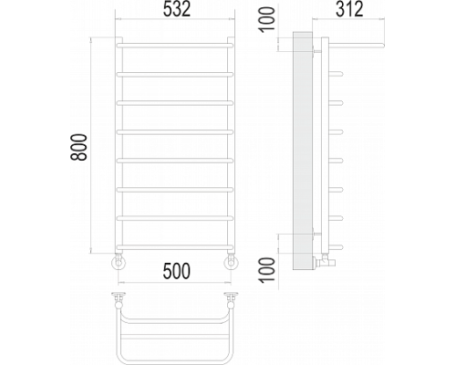 Водяной полотенцесушитель  Терминус Полка П8 500х800 нержавейка econom
