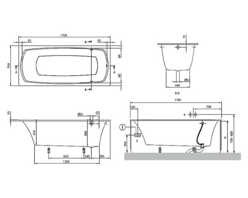 Ванна квариловая Villeroy&Boch My Art 170x75 UBQ170MYA2V-01 с ножками