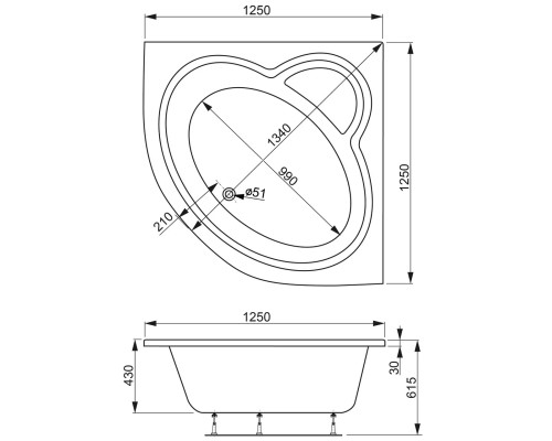 Акриловая ванна VagnerPlast Mini Catalina 125x125