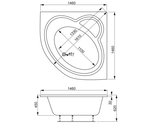 Акриловая ванна VagnerPlast Catalina 146x146