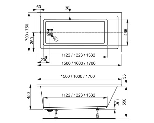 Акриловая ванна VagnerPlast Cavallo 160x70