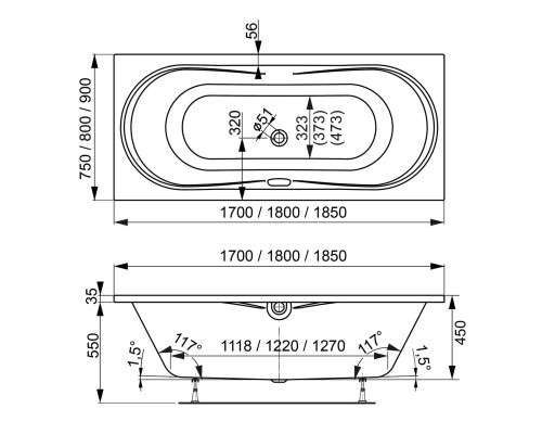 Акриловая ванна VagnerPlast Briana 170x75