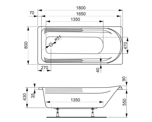 Акриловая ванна VagnerPlast Hera 180x80