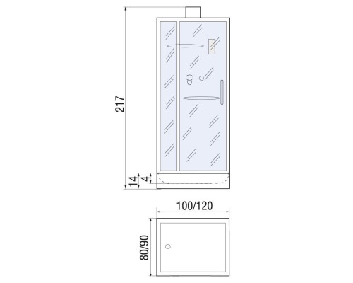 Душевая кабина River TANA 100x80 см – прямоугольная, матовое стекло, профиль хром матовый, без крыши