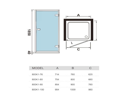 Душевое ограждение  Weltwasser WW600 600K1-90 90х185 стекло прозрачное, профиль хром