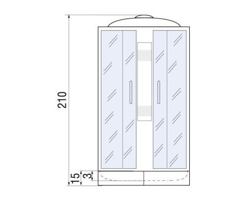 Душевая кабина River NARA LIGHT 100x100 см – асимметричная, матовое стекло, профиль хром матовый