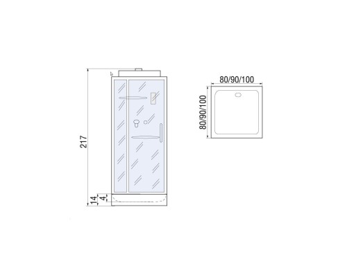 Душевая кабина River TANA 80x80 см – квадратная, матовое стекло, профиль хром матовый