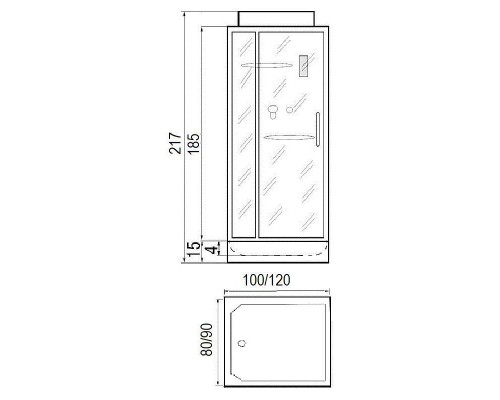 Душевая кабина River TANA 120x90 см – прямоугольная, матовое стекло, профиль хром матовый