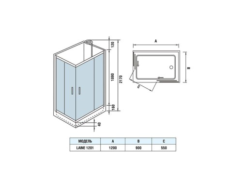 Душевая кабина Weltwasser  Laine 90x90 см – с поддоном, стекло прозрачное, профиль хром матовый