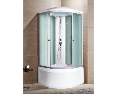 Душевая кабина River NARA LIGHT 90x90 см – асимметричная, матовое стекло, профиль хром матовый, глубокий поддон