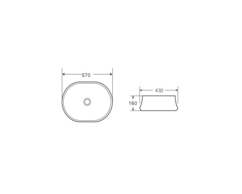 WW ELBACH 32100 Раковина накладная 570х430х160 белый глянец