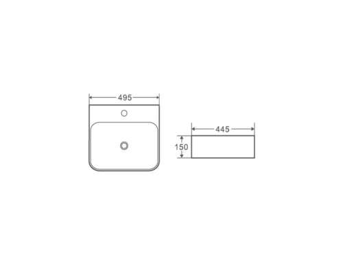 WW ELBACH 2237 Раковина накладная 495х445х150 санфаянс белый глянец