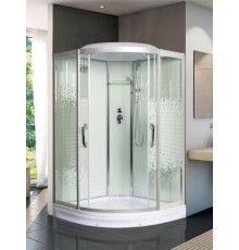 Душевая кабина МОНОМАХ 120х120 см – с поддоном, стекло с рисунком, хром матовый, поддон 15 см