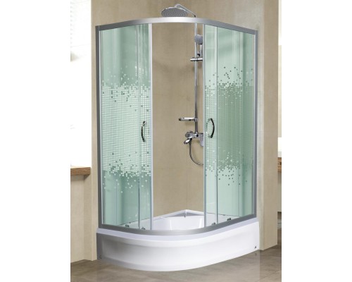МОНОМАХ ДУ  90/70/180 МЗ L/R Душевое ограждение без поддона, cтекло прозрачное с рисунком, профиль хром матовый