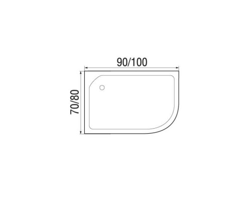 Поддон душевой  ассиметричный RIVER WEMOR  90/80/24 L 900*800*240 мм