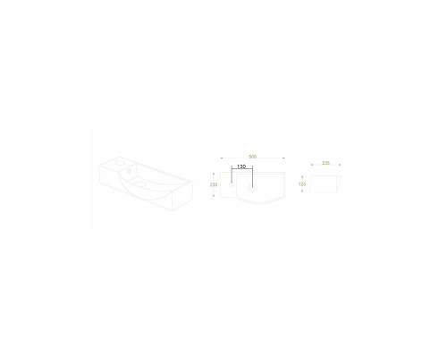 WW AISBACH 7950 GL-WT L Раковина подвесная (глянцевая белая) 505х235х125 мм