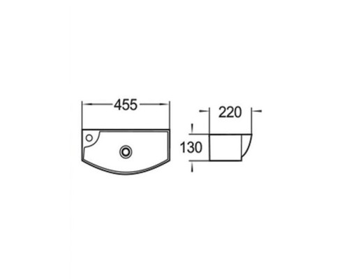 WW AISBACH 7946 GL-WT L Раковина подвесная (глянцевая белая) 455х220х130 мм
