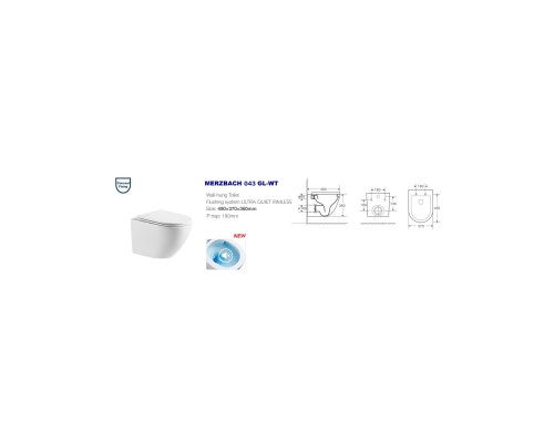 WW MERZBACH 043 GL-WT Унитаз подвесной, безободковый, торнадо, с сиденьем микролифт, белый