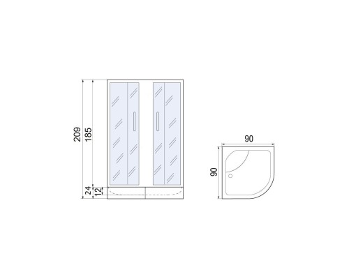 DON XL  90/180-40 MT Душевое ограждение с поддоном, матовое стекло, профиль хром