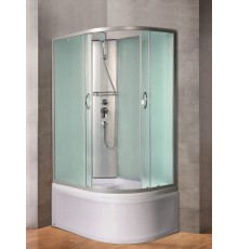 Душевая кабина River NARA XL 100x80 см – асимметричная, матовое стекло, профиль хром матовый, без крыши, левая, глубокий поддон