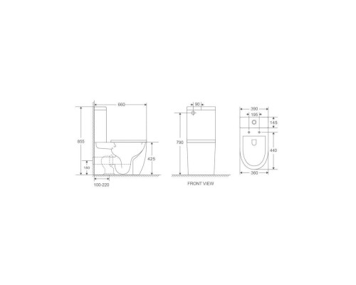 WW MERZBACH 011 XL GL-WT Унитаз компакт с бачком и сиденьем Микролифт 