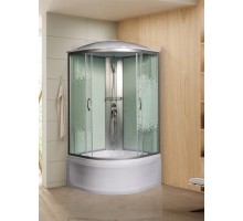 Душевая кабина МОНОМАХ XL 90х90 см – с поддоном, стекло с рисунком, хром матовый, поддон 44 см