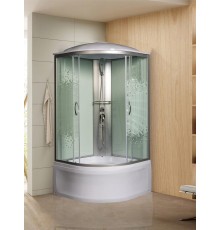 Душевая кабина МОНОМАХ XL 90х90 см – с поддоном, стекло с рисунком, хром матовый, поддон 44 см