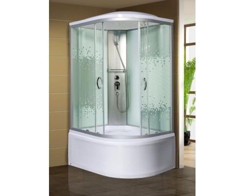 Душевая кабина МОНОМАХ XL 110х80 см – левая, стекло с рисунком, хром матовый