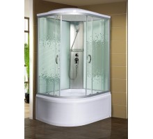 Душевая кабина МОНОМАХ XL 120х90 см – с поддоном, правая, стекло с рисунком, хром матовый, поддон 44 см