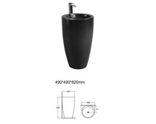 WW LEERBACH 4949 MT-BL Раковина напольная. 490х490х820 мм черный матовый 