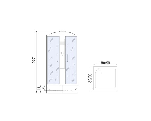 Душевая кабина River QUADRO 90x90 см – квадратная, матовое стекло, профиль хром матовый, глубокий поддон