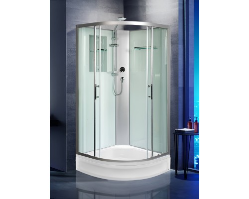 Душевая кабина Weltwasser Werra 80x80 см – полукруглая, радиусная, стекло прозрачное, профиль хром матовый