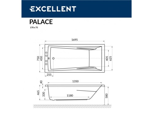 Акриловая ванна Excellent Aquaria 170x75