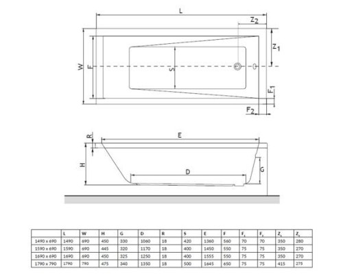 Акриловая ванна Excellent Wave Slim 170х75