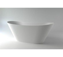 Ванна каменная из каменной массы Solid Surface Holbi Afina 161x66, Матовая, Черный логотип, цвет Белый 