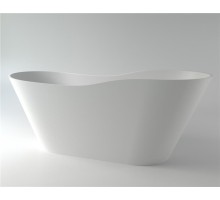 Ванна каменная из каменной массы Solid Surface Holbi Afrodita 161x68, матовая, черный логотип, цвет белый 