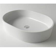 Раковина Holbi Ariel 55x40, из Solid Surface, Матовая, Черный логотип, цвет Белый с выпуском 