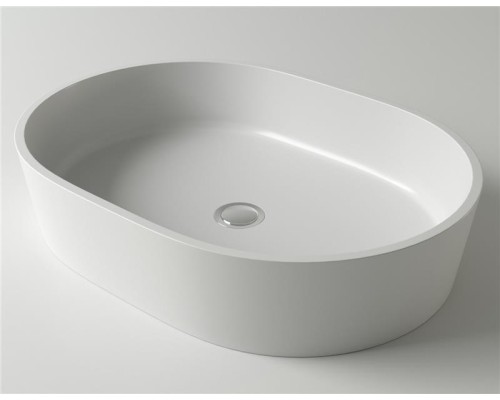 Раковина Holbi Ariel 55x40, из Solid Surface, Матовая, Черный логотип, цвет Белый с выпуском Раковина Holbi Ariel 55x40, из Solid Surface, Матовая, Черный логотип, цвет Белый с выпуском