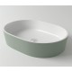 Раковина Holbi Ariel 55x40, из Solid Surface, Матовая, Черный логотип, цвет Белый с выпуском