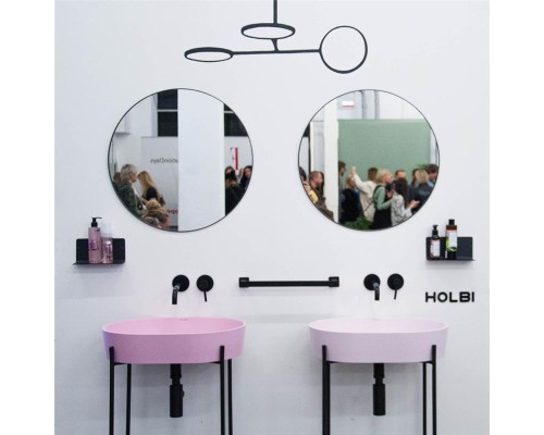 Раковина Holbi Ariel 55x40, из Solid Surface, Матовая, Черный логотип, цвет Белый с выпуском Раковина Holbi Ariel 55x40, из Solid Surface, Матовая, Черный логотип, цвет Белый с выпуском