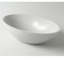 Раковина Holbi Dione 60x36, из Solid Surface, Матовая, Черный логотип, цвет Белый 