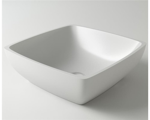 Раковина Holbi Jupiter 44x44, из Solid Surface, Матовая, Черный логотип, цвет Белый Раковина Holbi Jupiter 44x44, из Solid Surface, Матовая, Черный логотип, цвет Белый