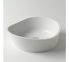 Раковина Holbi Mars 42x41, из Solid Surface, Матовая, Черный логотип, цвет Белый 