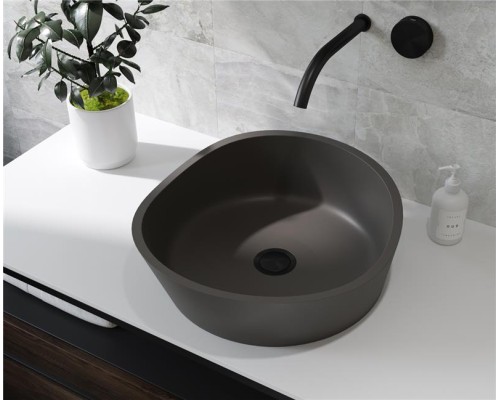 Раковина Holbi Mars 42x41, из Solid Surface, Матовая, Черный логотип, цвет Белый Раковина Holbi Mars 42x41, из Solid Surface, Матовая, Черный логотип, цвет Белый