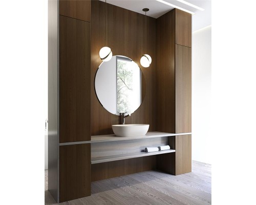 Раковина Holbi Mercury 64x35, из Solid Surface, Матовая, Черный логотип, цвет Белый Раковина Holbi Mercury 64x35, из Solid Surface, Матовая, Черный логотип, цвет Белый