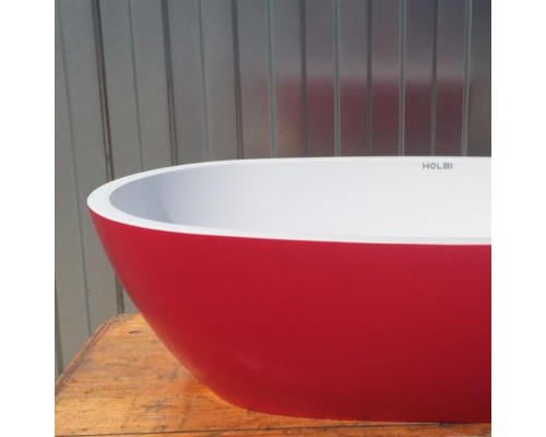 Раковина Holbi Mercury 64x35, из Solid Surface, Матовая, Черный логотип, цвет Белый Раковина Holbi Mercury 64x35, из Solid Surface, Матовая, Черный логотип, цвет Белый