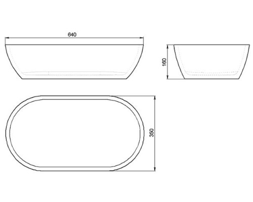 Раковина Holbi Mercury 64x35, из Solid Surface, Матовая, Черный логотип, цвет Белый Раковина Holbi Mercury 64x35, из Solid Surface, Матовая, Черный логотип, цвет Белый