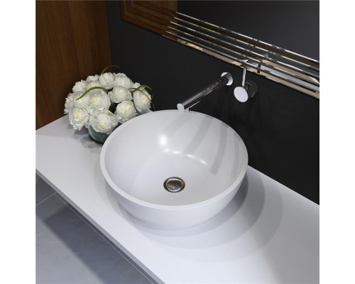 Раковина Holbi Moon 44x44, из Solid Surface, Матовая, Черный логотип, цвет Белый Раковина Holbi Moon 44x44, из Solid Surface, Матовая, Черный логотип, цвет Белый