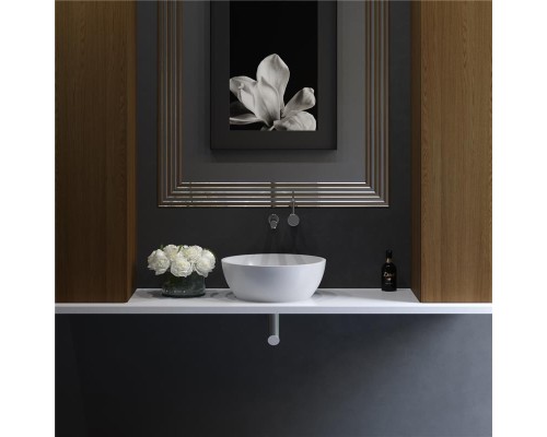 Раковина Holbi Moon 44x44, из Solid Surface, Матовая, Черный логотип, цвет Белый Раковина Holbi Moon 44x44, из Solid Surface, Матовая, Черный логотип, цвет Белый