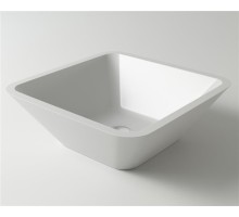 Раковина Holbi Saturn 43x43, из Solid Surface, Матовая, Черный логотип, цвет Белый 